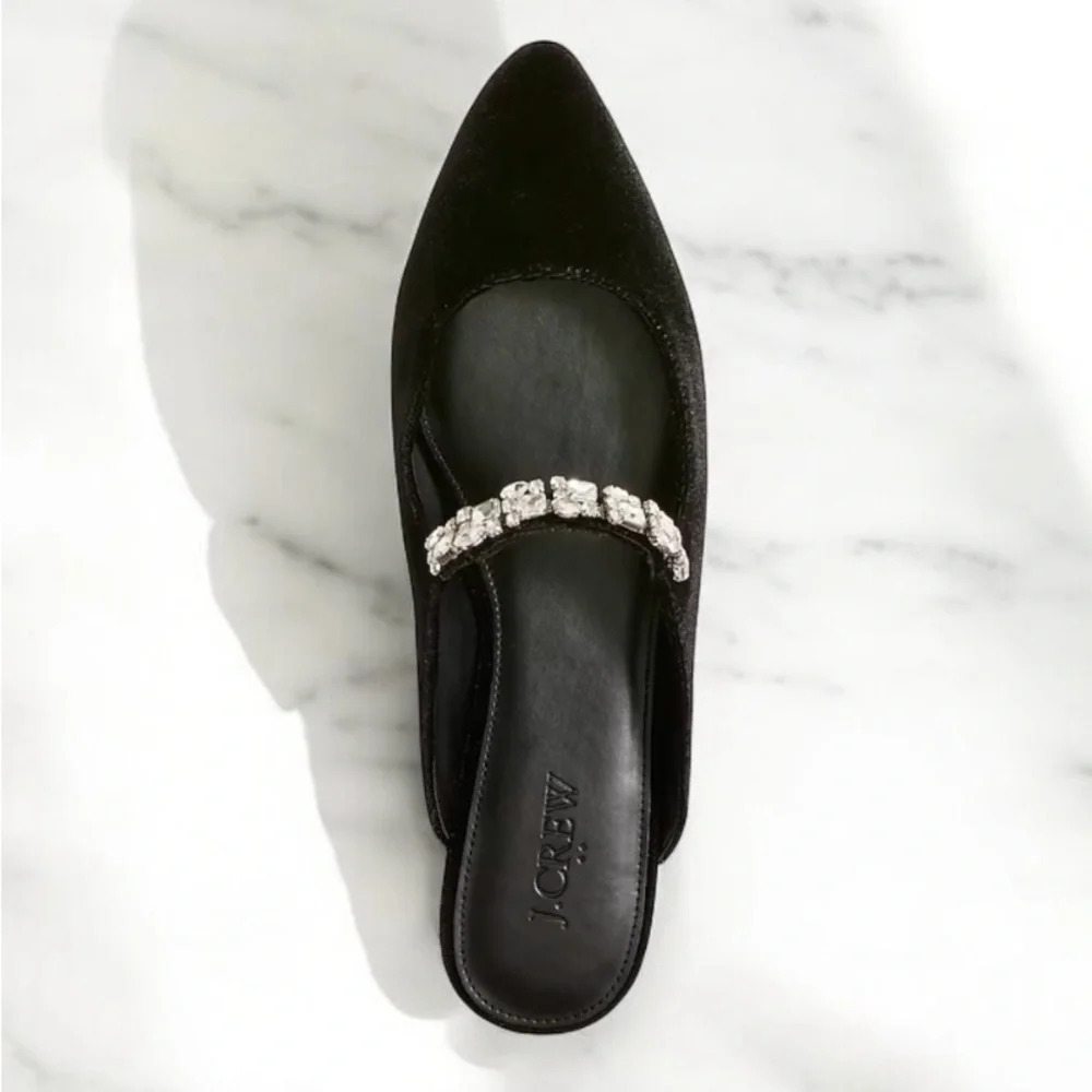 🆕J.Crew Velvet Rhinestone Mules - Picture 4 of 15